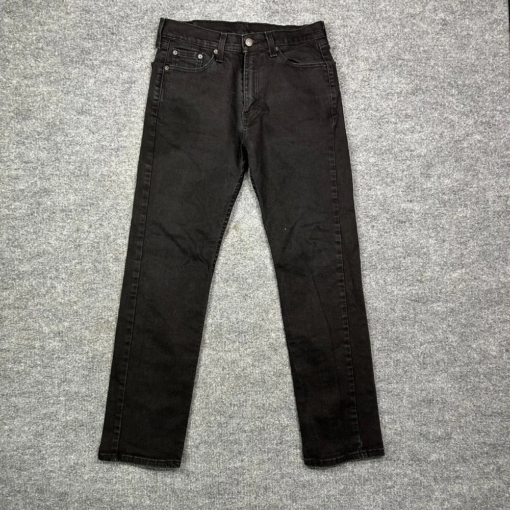 Levi's 505 Jeans Men's Black Denim Stretch Pockets Mid Rise Straight Fit - 30X30